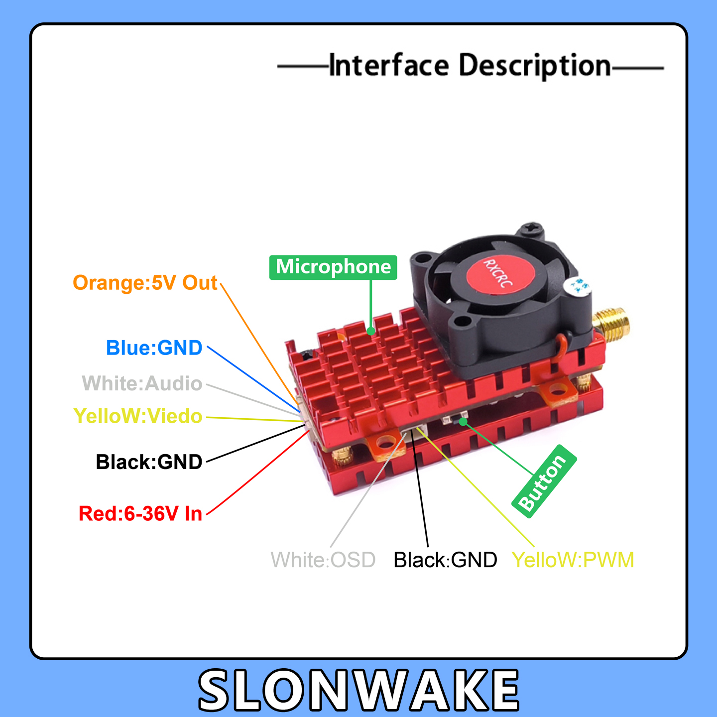SLONWAKE 5.8G 2W VTX FPV 1800T - Drone Aerial Photography avis et prix